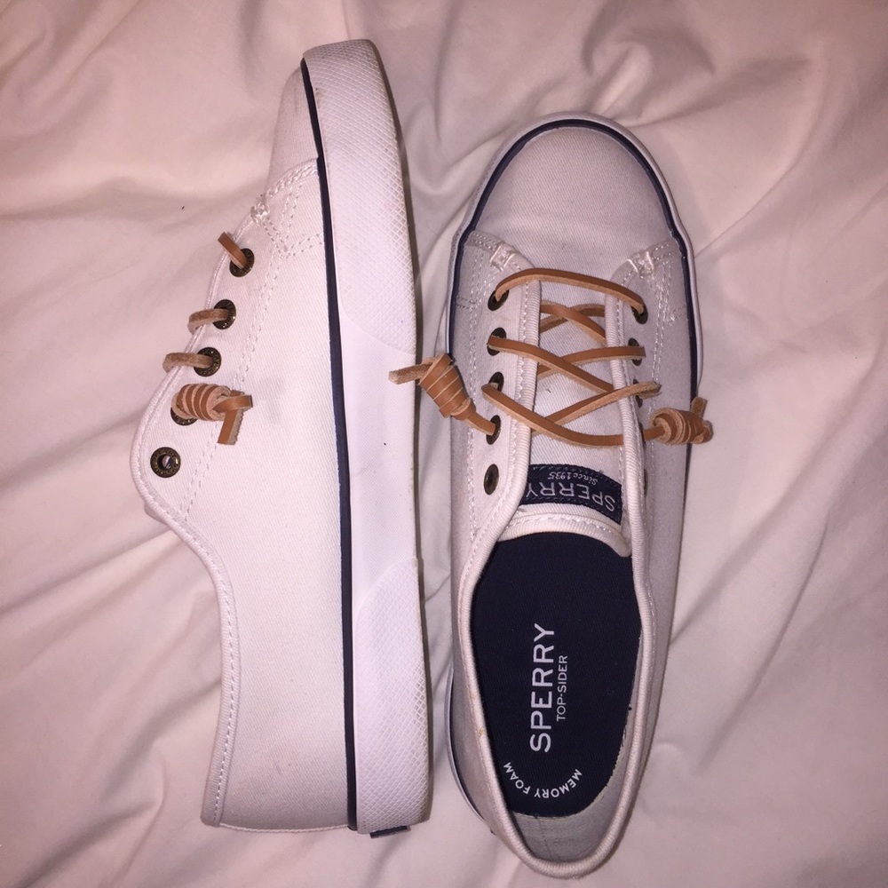 White slip on Sprerry canvas sneaker